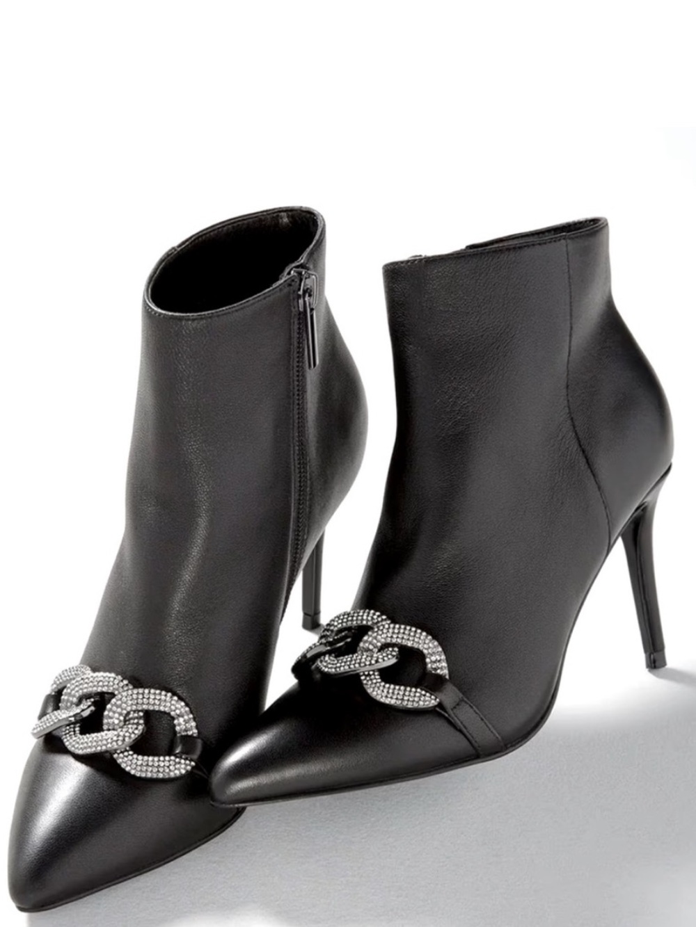 WHBM HEMATITE CHAIN MID-HEEL BOOTIE